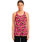 Monkey And Banana Pattern Print Women's Racerback Tank Top