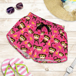 Monkey And Banana Pattern Print Women's Shorts