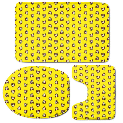 Monkey Emoji Pattern Print 3 Piece Bath Mat Set