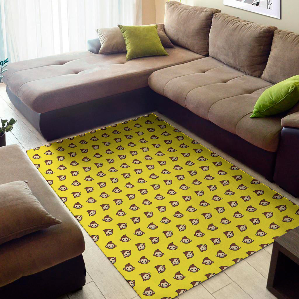 Monkey Emoji Pattern Print Area Rug