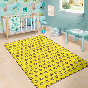 Monkey Emoji Pattern Print Area Rug