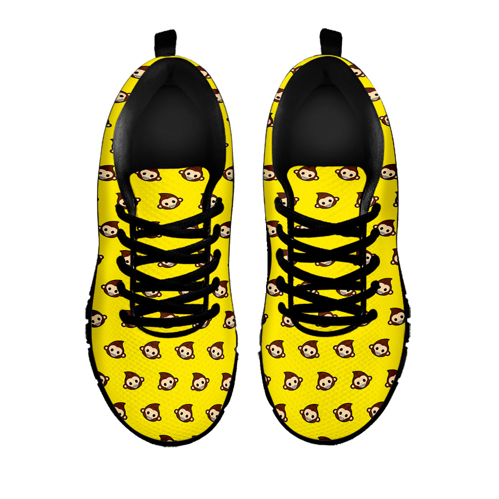 Monkey Emoji Pattern Print Black Sneakers