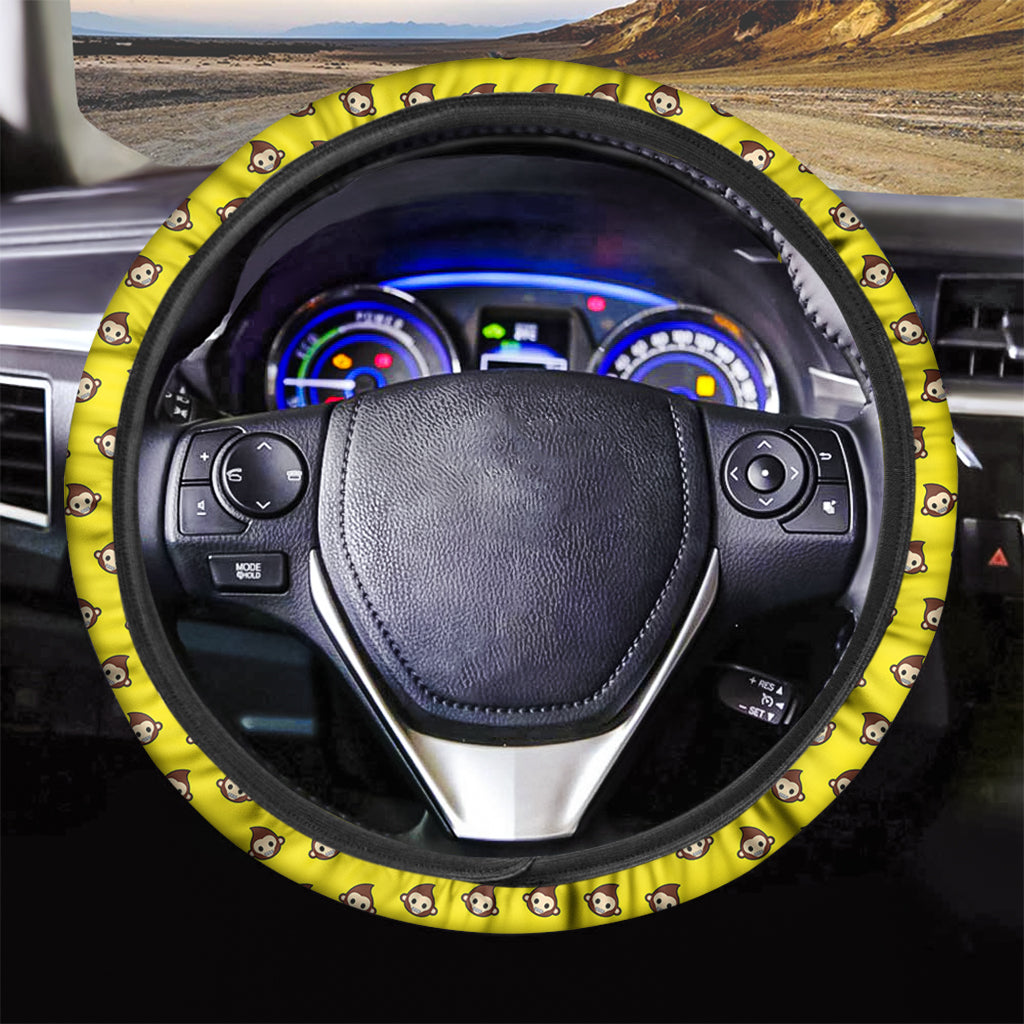 Monkey Emoji Pattern Print Car Steering Wheel Cover