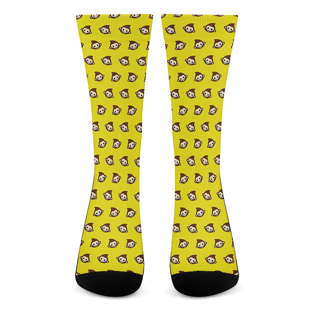 Monkey Emoji Pattern Print Crew Socks