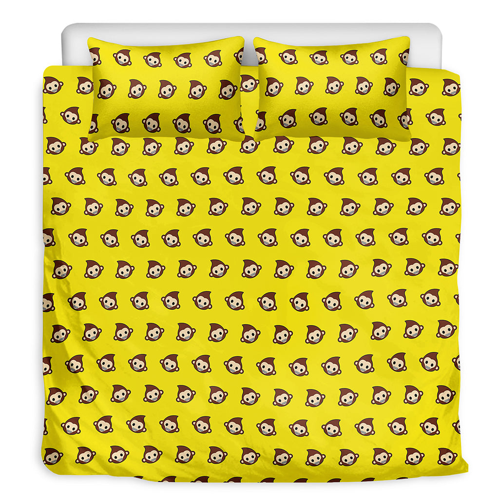 Monkey Emoji Pattern Print Duvet Cover Bedding Set