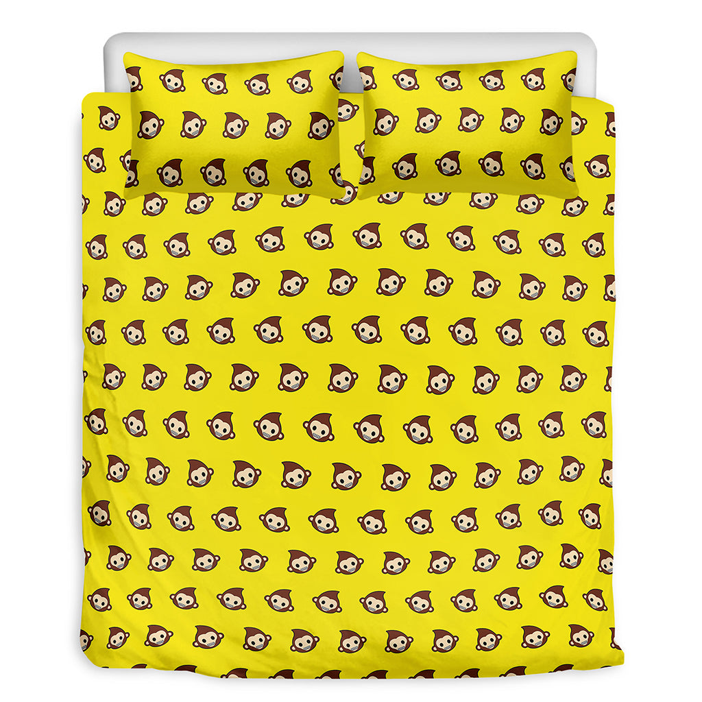 Monkey Emoji Pattern Print Duvet Cover Bedding Set