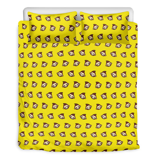 Monkey Emoji Pattern Print Duvet Cover Bedding Set