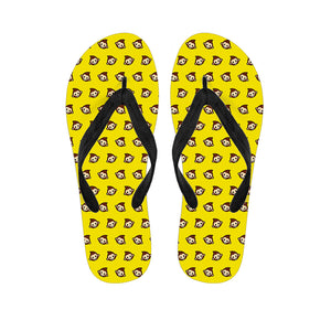 Monkey Emoji Pattern Print Flip Flops