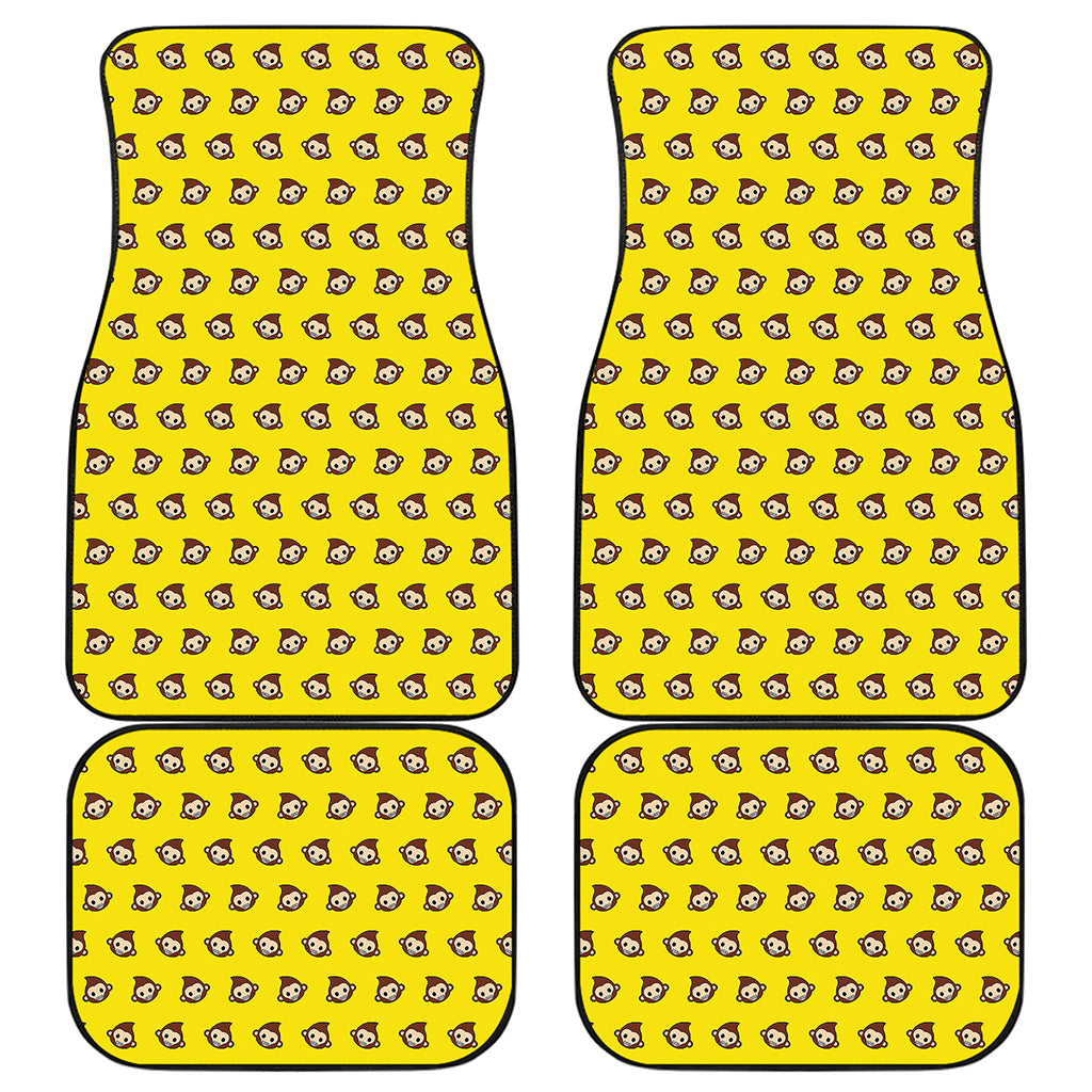 Monkey Emoji Pattern Print Front and Back Car Floor Mats