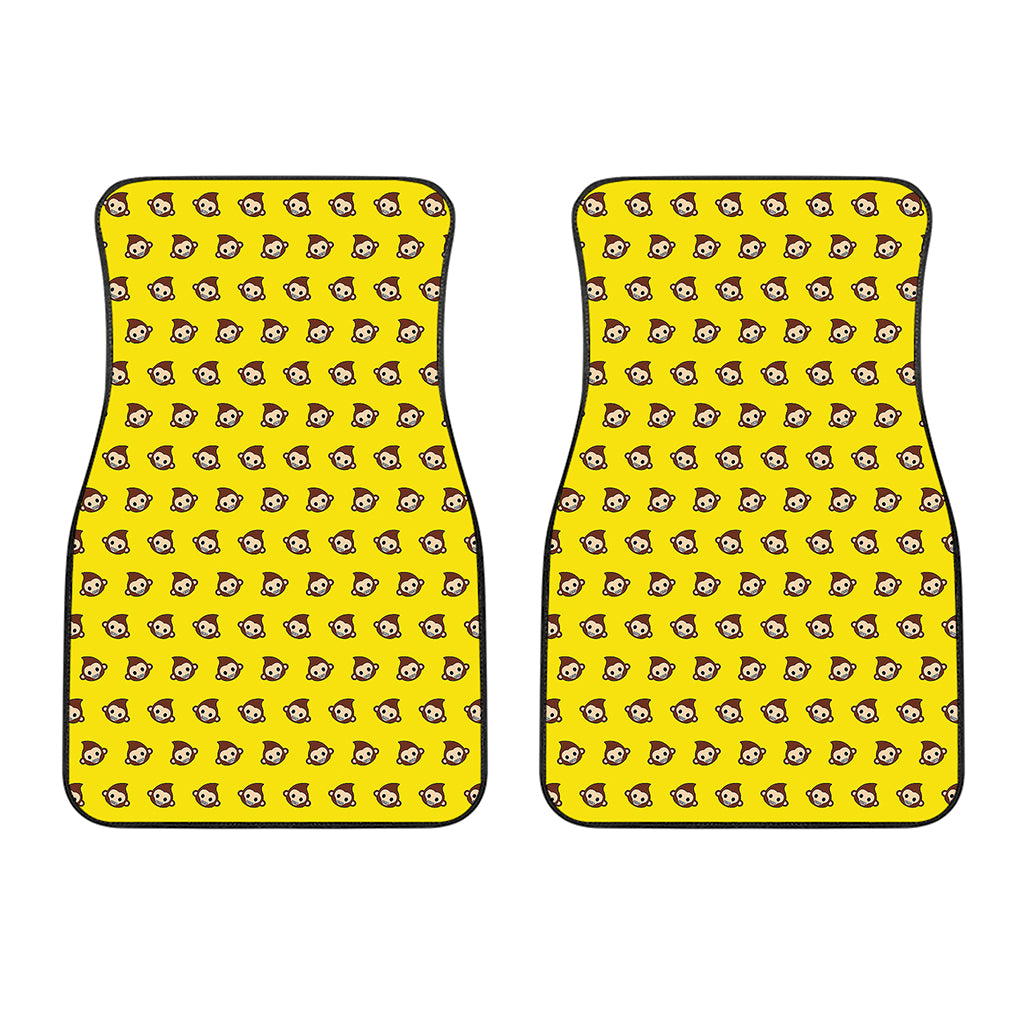 Monkey Emoji Pattern Print Front Car Floor Mats