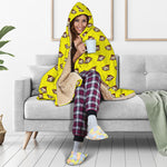 Monkey Emoji Pattern Print Hooded Blanket