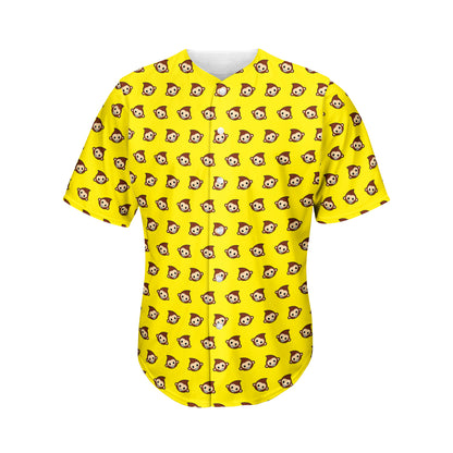 Monkey Emoji Pattern Print Men's Baseball Jersey