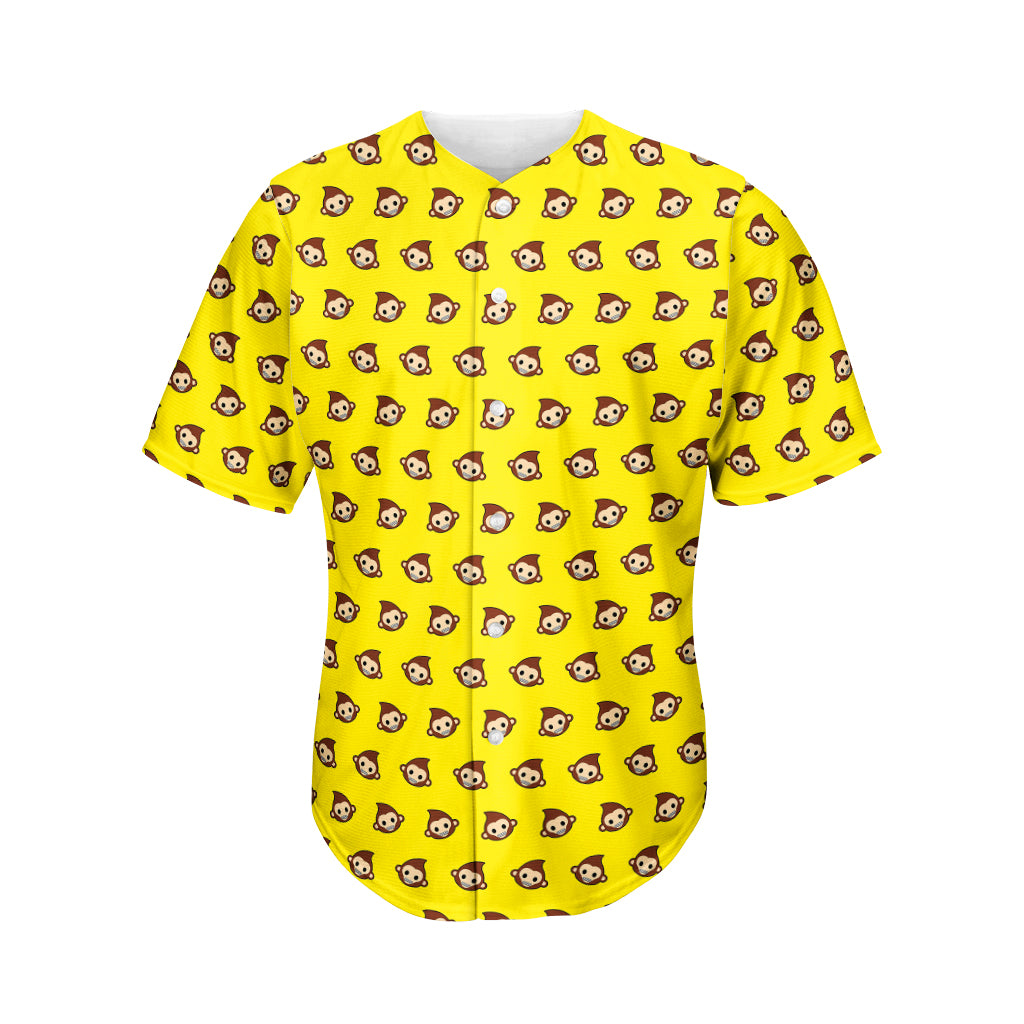 Monkey Emoji Pattern Print Men's Baseball Jersey