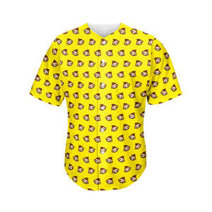 Monkey Emoji Pattern Print Men's Baseball Jersey