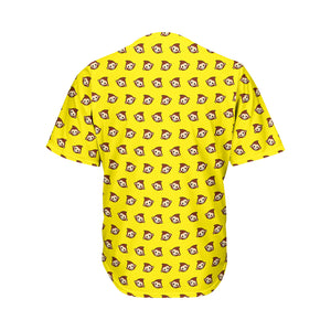 Monkey Emoji Pattern Print Men's Baseball Jersey