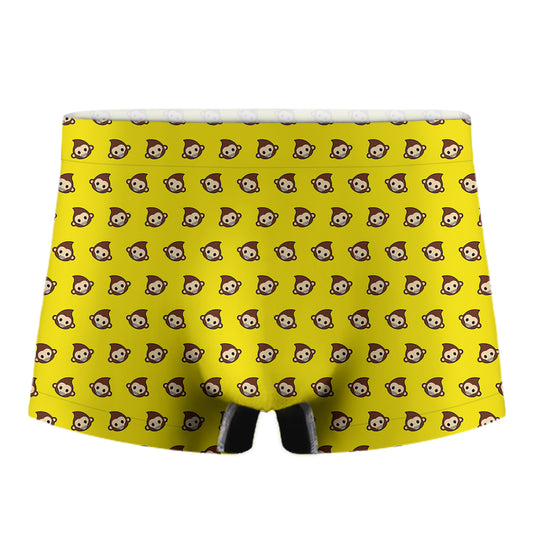 Monkey Emoji Pattern Print Men's Boxer Briefs