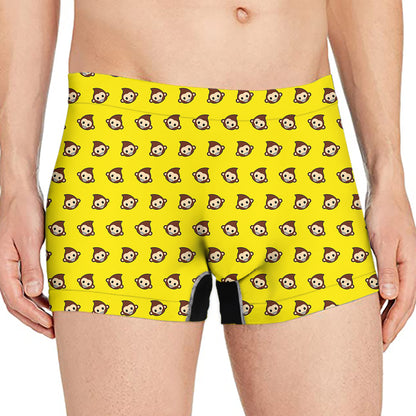 Monkey Emoji Pattern Print Men's Boxer Briefs