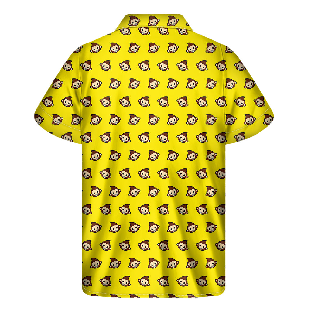 Monkey Emoji Pattern Print Men's Short Sleeve Shirt