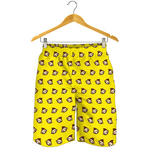 Monkey Emoji Pattern Print Men's Shorts