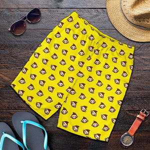 Monkey Emoji Pattern Print Men's Shorts