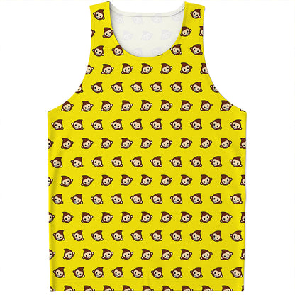 Monkey Emoji Pattern Print Men's Tank Top