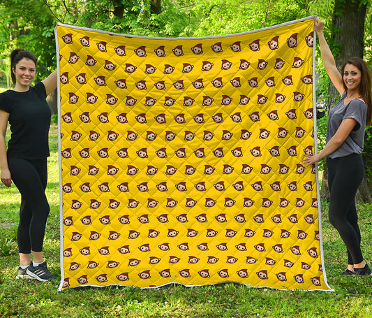 Monkey Emoji Pattern Print Quilt
