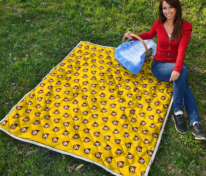 Monkey Emoji Pattern Print Quilt