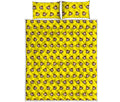 Monkey Emoji Pattern Print Quilt Bed Set