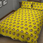 Monkey Emoji Pattern Print Quilt Bed Set