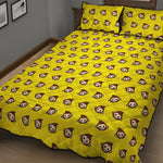 Monkey Emoji Pattern Print Quilt Bed Set