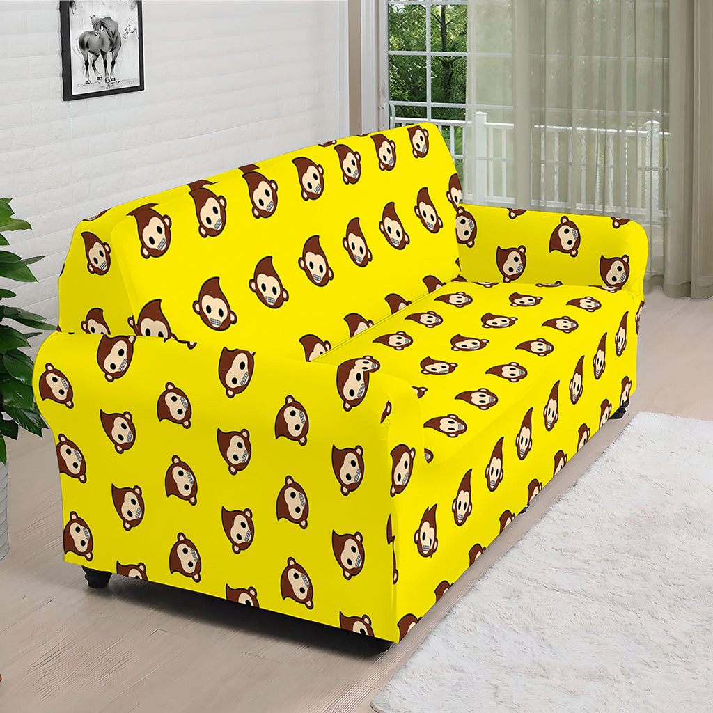 Monkey Emoji Pattern Print Sofa Cover