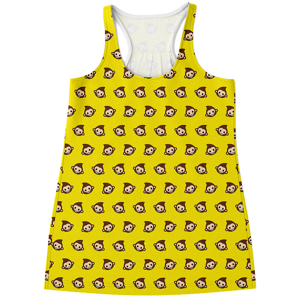 Monkey Emoji Pattern Print Women's Racerback Tank Top