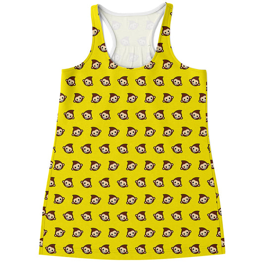 Monkey Emoji Pattern Print Women's Racerback Tank Top