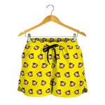 Monkey Emoji Pattern Print Women's Shorts