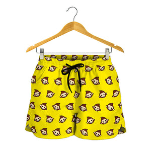 Monkey Emoji Pattern Print Women's Shorts