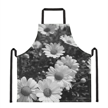 Monochrome Daisy Flower Print Apron