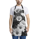 Monochrome Daisy Flower Print Apron