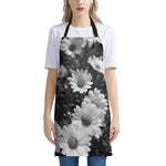 Monochrome Daisy Flower Print Apron