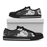 Monochrome Daisy Flower Print Black Low Top Shoes