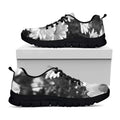 Monochrome Daisy Flower Print Black Running Shoes
