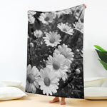 Monochrome Daisy Flower Print Blanket