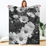 Monochrome Daisy Flower Print Blanket