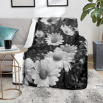 Monochrome Daisy Flower Print Blanket