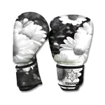 Monochrome Daisy Flower Print Boxing Gloves
