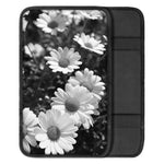 Monochrome Daisy Flower Print Car Center Console Cover