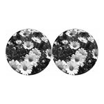 Monochrome Daisy Flower Print Car Coasters