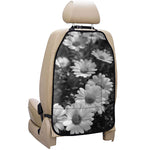 Monochrome Daisy Flower Print Car Seat Organizers
