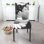 Monochrome Daisy Flower Print Dining Chair Slipcover
