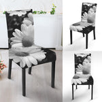 Monochrome Daisy Flower Print Dining Chair Slipcover
