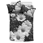 Monochrome Daisy Flower Print Duvet Cover Bedding Set